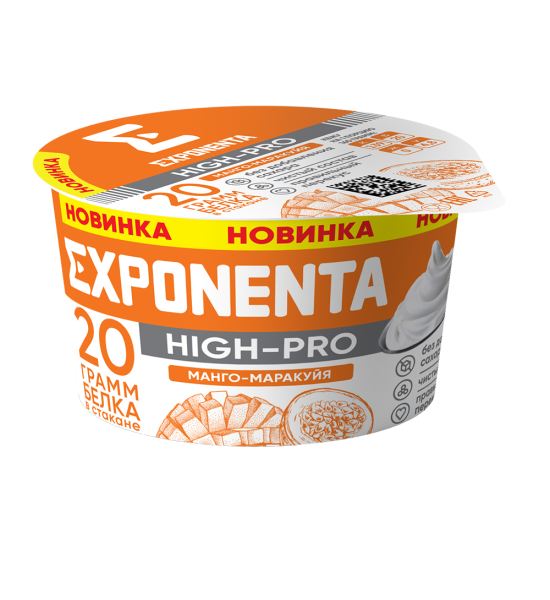 Продукт кисломолочный ЭКСПОНЕНТА ХАЙ-ПРО манго-маракуйя без змж 160гр
