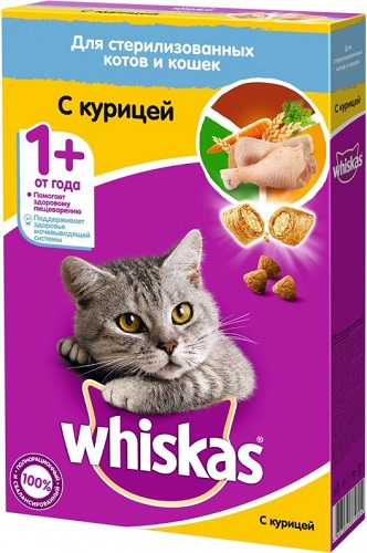 Корм ВИСКАС подушечки с курицей для стериализ.кошек. 350гр