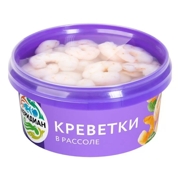 Креветки МЕРИДИАН очищенные в рассоле 270гр